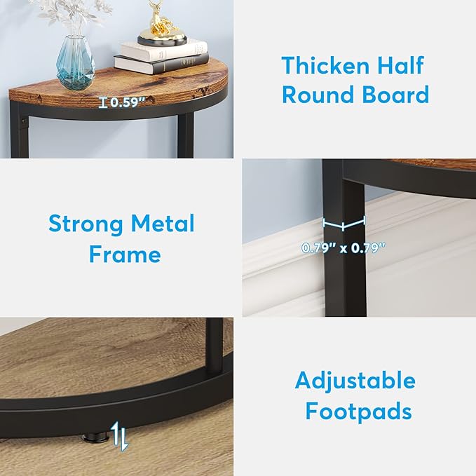 Tribesigns End Table Semi Circle, Small Half Round Side Table - Image 6