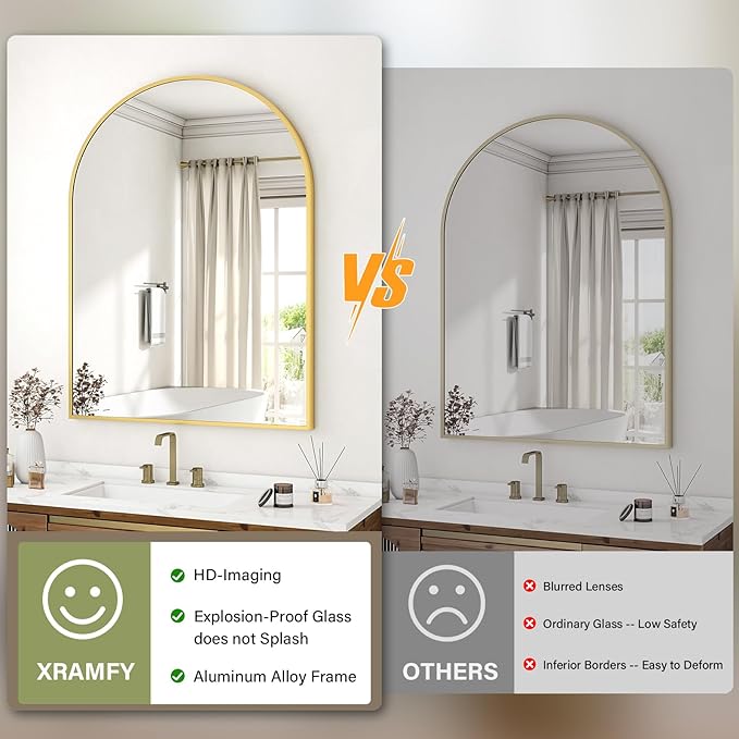 32"x48" Arched Bathroom Mirror - Image 7