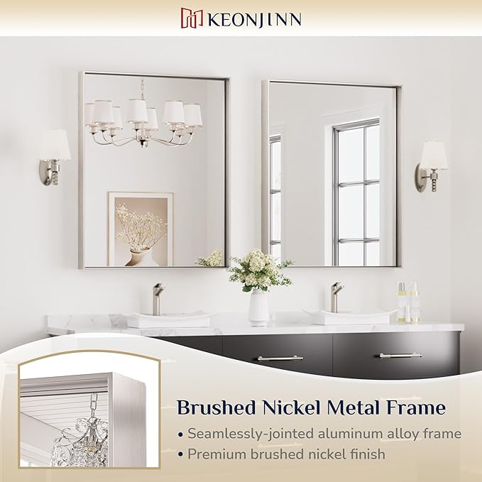 Keonjinn Brushed Nickel Bathroom Mirror - Image 6