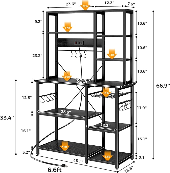 SUPERJARE Large Bakers Rack - Image 3