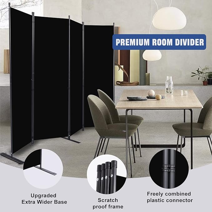 Room Divider 6FT Portable Room Dividers and Folding Privacy Screens, 4 Panel - Image 4
