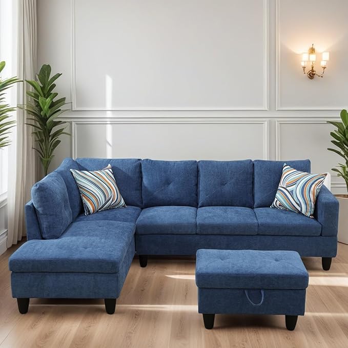 L Shaped Sectional Couches for Living Room, Modular 4 Seat Sofa - Image 3