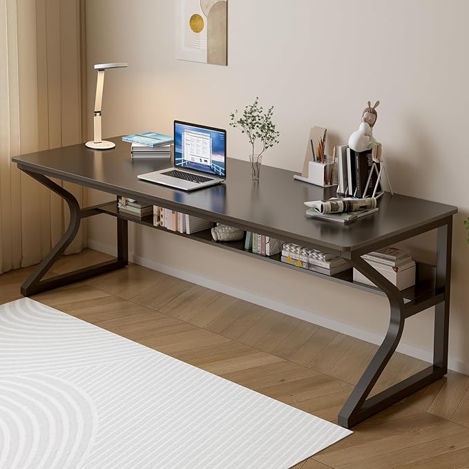 Extra Long Desk with Bookshelf by OSCHF