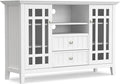 SIMPLIHOME Bedford SOLID WOOD 53 inch Wide Transitional TV Media Stand in White by SimpliHome