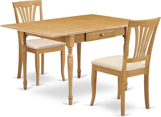 East West Furniture MZAV3-OAK-C 3 Piece Dining Room Furniture Set Contains a by EastWestFurniture