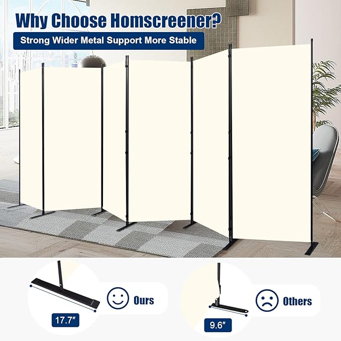 Room Divider 6FT Portable Room Dividers and Folding Privacy Screens, 6 Panel - Image 3