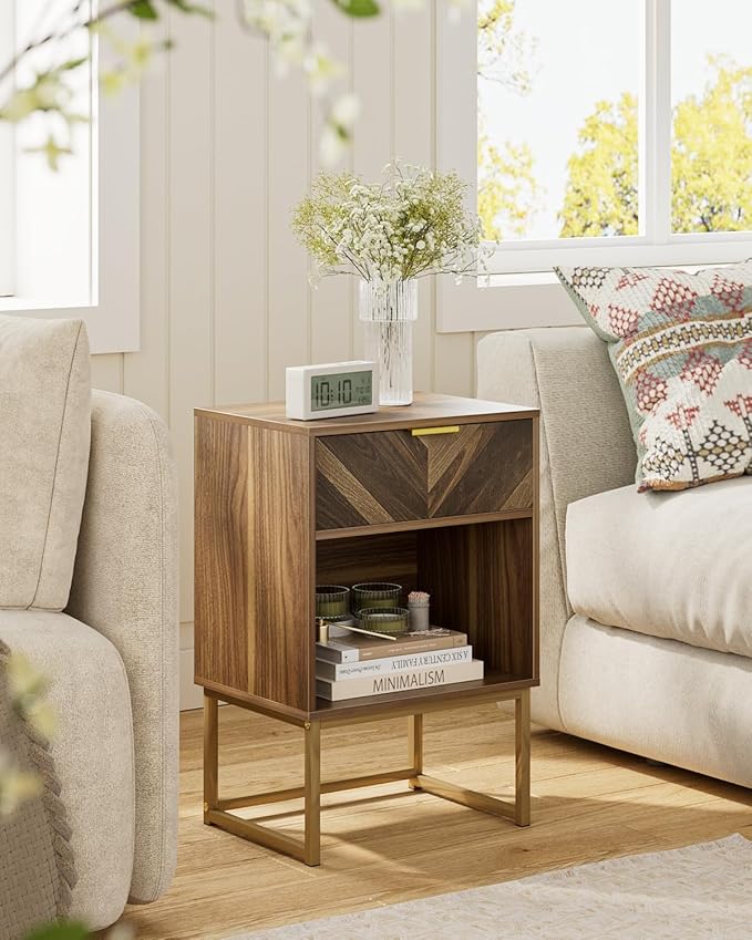 Nightstand, Boho Night Stand Wood Farmhouse Bedside Table - Image 3