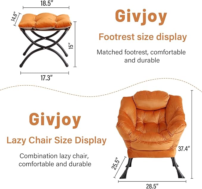Lazy Chair and Ottoman, Large Accent Lounge Chair - Image 3