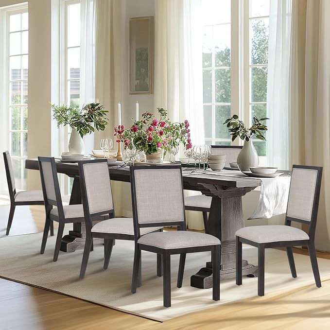 COLAMY Upholstered Wooden Dining Chairs Set of 6, Kitchen Chairs - Image 3