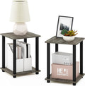 Furinno Simplistic Set of 2 End Table, French Oak Grey/Black by Furinno-FitsYourSpaceFitsYourBudget