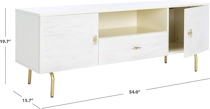 SAFAVIEH Genevieve TV Stand for up to 65" Flatscreen – Cream & White Washed - Image 2