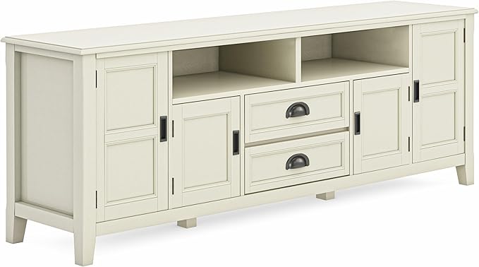 SIMPLIHOME Burlington SOLID WOOD 72 Inch Wide Transitional TV Media Stand in by SimpliHome