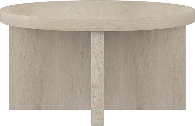 Henn&Hart 33" Round Wood Pedestal Low-Profile Coffee Table - Image 3
