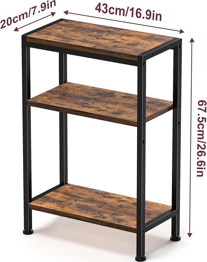 Narrow Side Table for Small Space Set of 2, 3-Tier Small End Table - Image 9