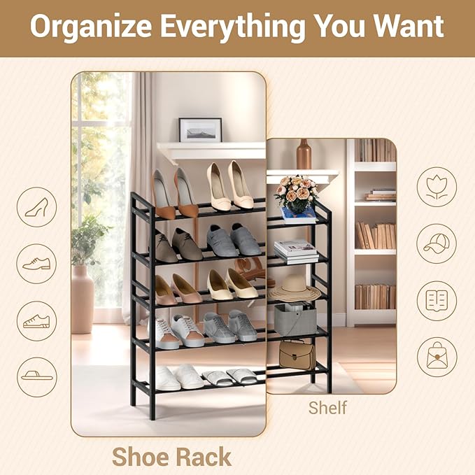 Haddockway Bamboo Shoe Rack for Closet, Free Standing Shoe Organizer - Image 5