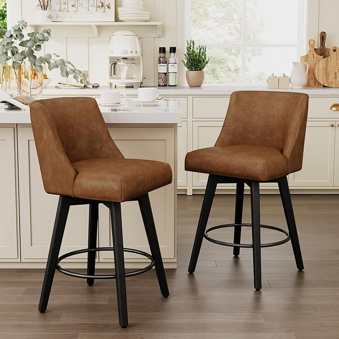 Vipbear Swivel Counter Height Bar Stools Set of 2, 26.8" H Counter Stools by VipbearLiving