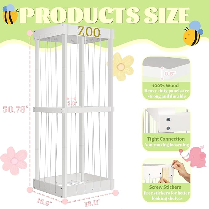 Trycooling Stuffed Animal Zoo Stuffed Animal Storage Wood Plushie Storage - Image 3