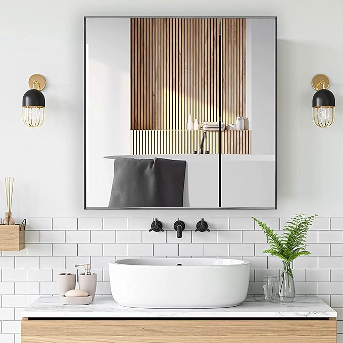 30x30 Inch Black Bathroom Mirror - Image 3