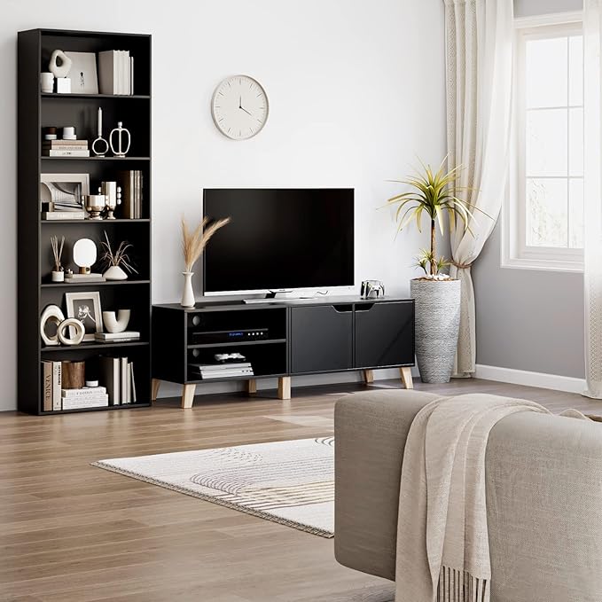 FOTOSOK 6-Tier Open Bookcase and Bookshelf, Freestanding Display Storage - Image 5