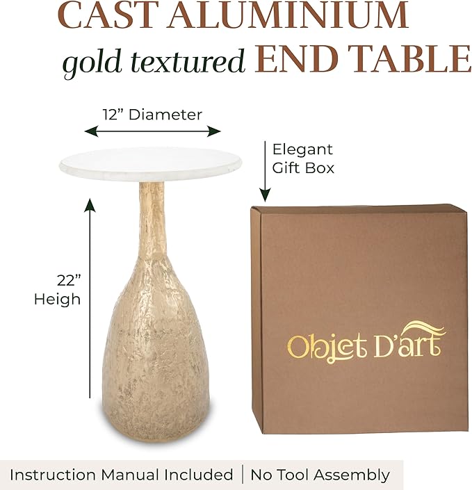 OBJET D'ART Small Round Gold End Tables, Vintage Metal Accent, Coctail and - Image 2