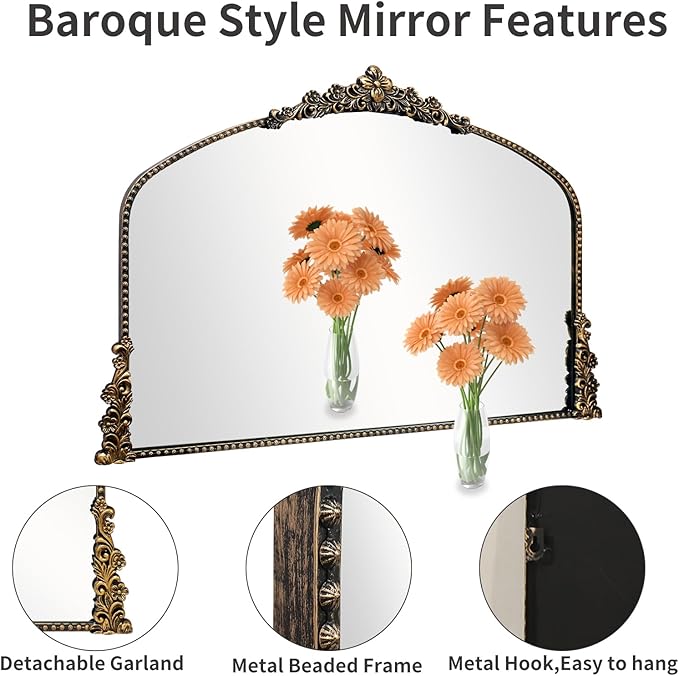 Vintage Arched Mirror, Vintage Black - Image 6