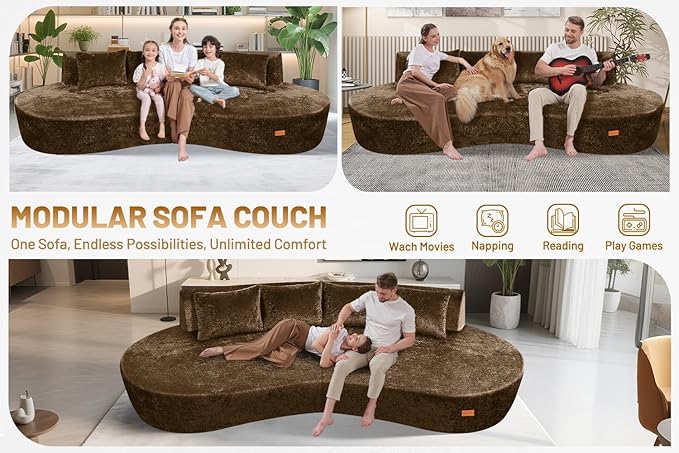 Homguava 104'' Modular Sectional Sofa, Curved Modern Sofa - Image 5