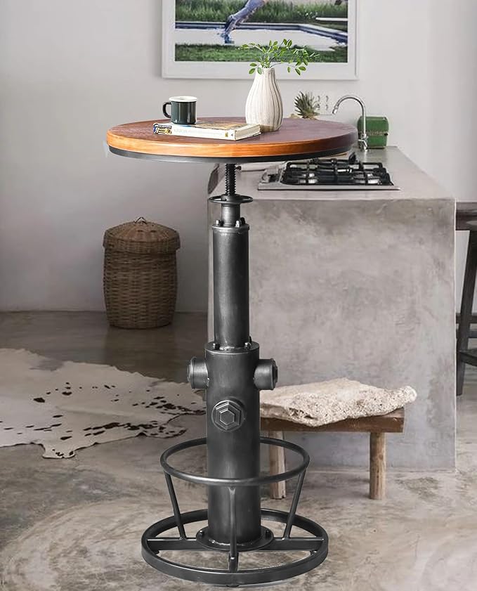 Topower Industrial Bar Table 38.58-48.43" Adjustable Pub Table Kitchen Dining - Image 3