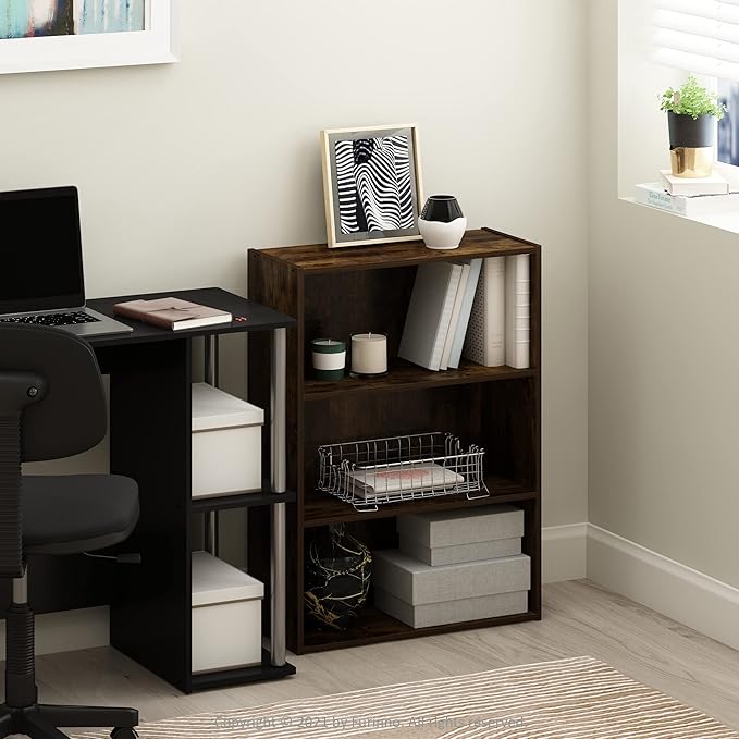 Furinno Pasir 3-Tier Open Shelf Bookcase, Amber Pine - Image 2