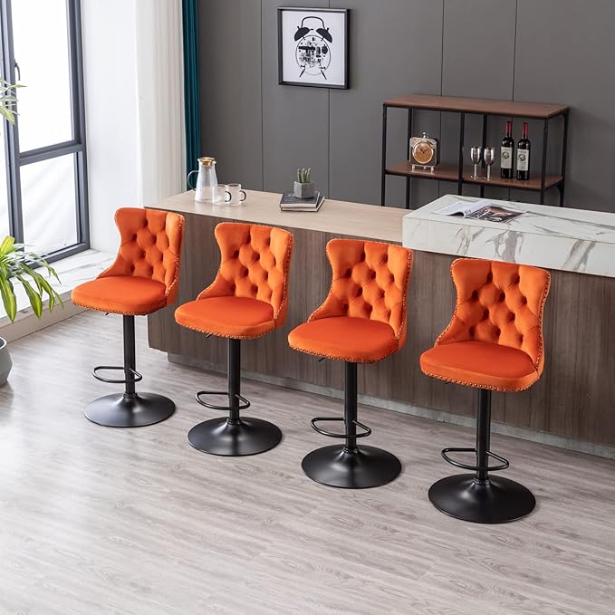 PacknWood Acosure Swivel Velvet Barstools Adjusatble Seat Height from 25-33" - Image 4