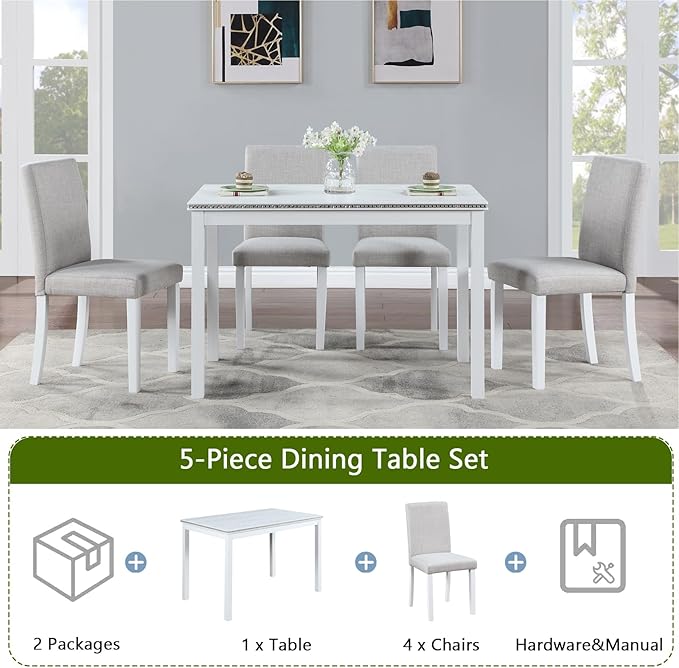 Ball & Cast 5 Piece Dining Table Set, Kitchen Table Set - Image 4