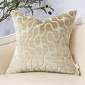Yangest Beige Square Throw Pillow Cover Wavy Velvet Cushion Cover Modern by Yangest
