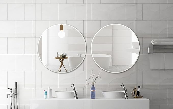 FrameWorks 24" Deluxe Contemporary White Circular Aluminum Mirror - Image 5