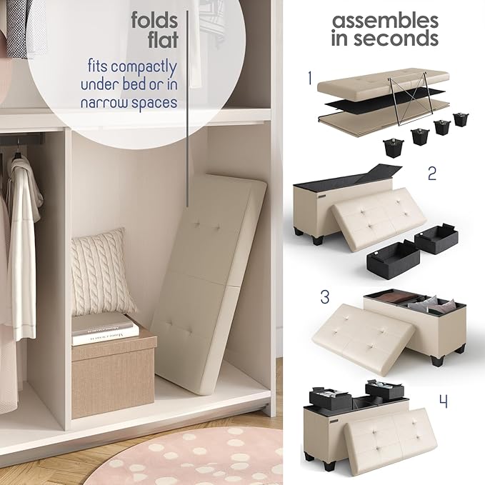 STORAGEBUD Storage Ottoman Bench - Image 6