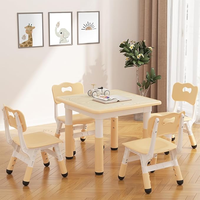 GarveeHome Toddler Table and 4 Chairs Set by GarveeHome