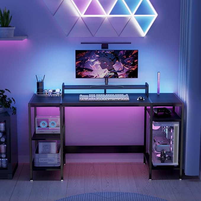 Computer Desk Gaming Desk with Monitor Stand, Home Office Desk Suitable - Image 6