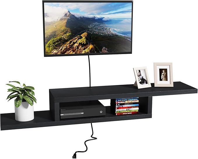 ChooChoo Floating TV Stand Shelf, Wall Mount Entertainment Center, 60” Media - Image 6