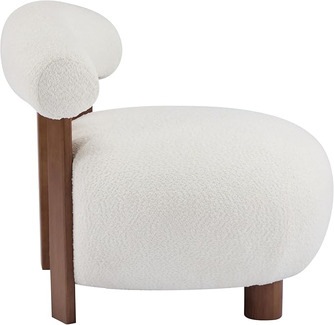 Christopher Knight Home Elvina Boucle Fabric Accent Chair, Solid Wood Single - Image 5