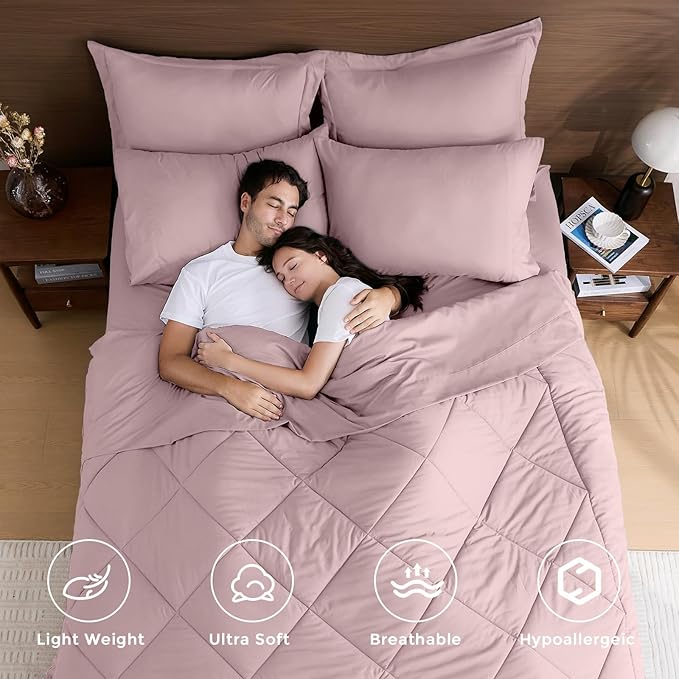 HEVUMYI Rose Gold Twin-XL Comforter Set - Image 2