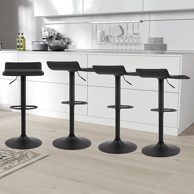 NOBPEINT Contemporary Chrome Air Lift Adjustable Swivel Bar Stool - Image 9