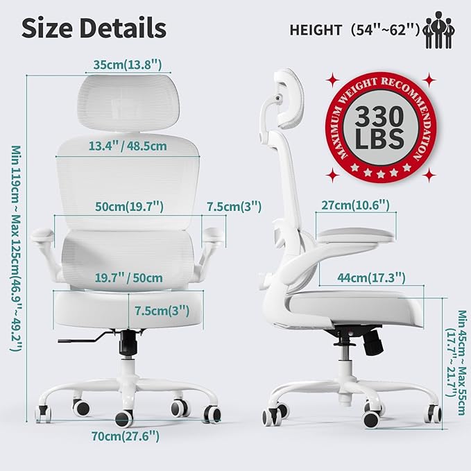 TRALT Office Chair Ergonomic Desk Chair, 330 LBS Home Mesh Office Desk Chairs - Image 2