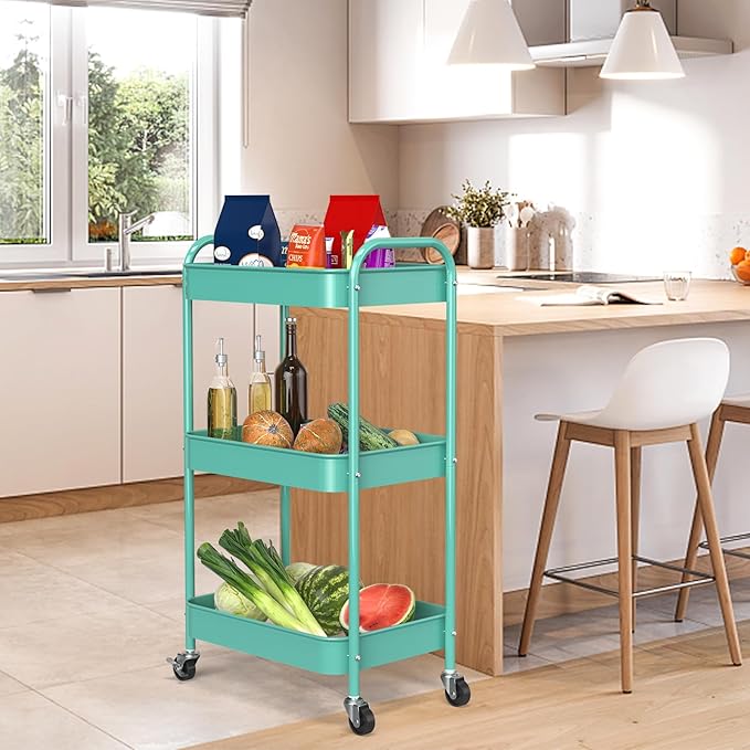 3-Tier Rolling Metal Storage Cart - Image 3