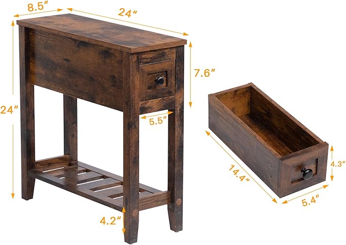 Brown 2 Pack Chairside Narrow End Table - Image 3