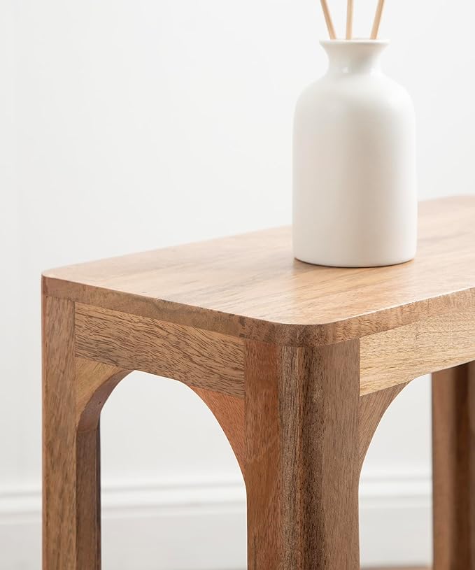 Kate and Laurel Dahl Modern Slatted Wooden Slim Side Table - Image 6