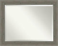 Amanti Art Grey Wall Mirror 37x47 Fencepost Grey Rectangle Bathroom Mirror by AmantiArt