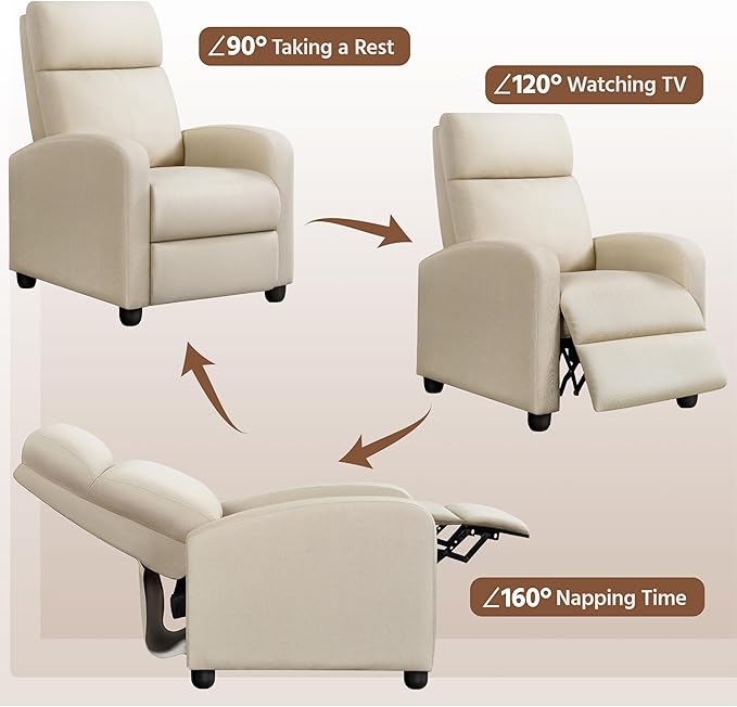 Yaheetech Modern Fabric Recliner Chair Sofa Adjustable Single Sofa - Image 7