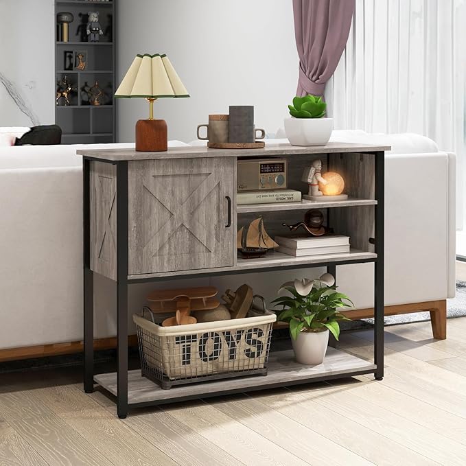 41" Console Table with Storage Cabinet, Sofa Table with Storage Shelves - Image 8