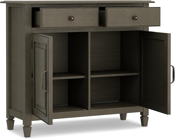 SIMPLIHOME Connaught 40-inch Wide Solid Wood Storage Cabinet in Farmhouse Grey - Image 4