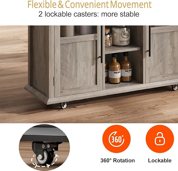 Mobile Modern Storage Island, Rolling Kitchen Island - Image 3