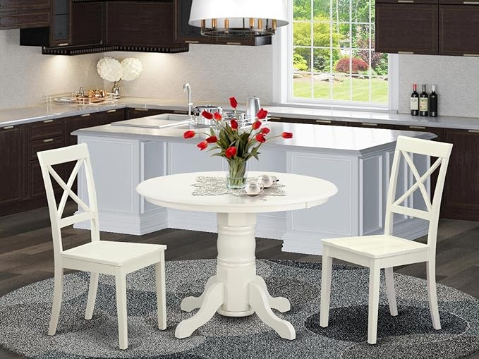 East West Furniture SHBO3-WHI-W 3 Piece Dinette Set - Image 6