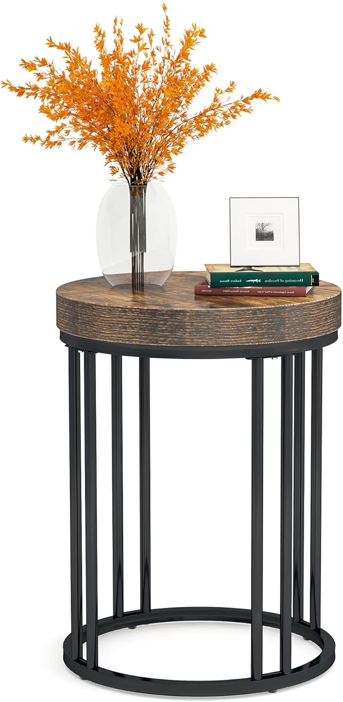 Tribesigns Round End Table, Modern Side Small Accent Nightstand - Image 9
